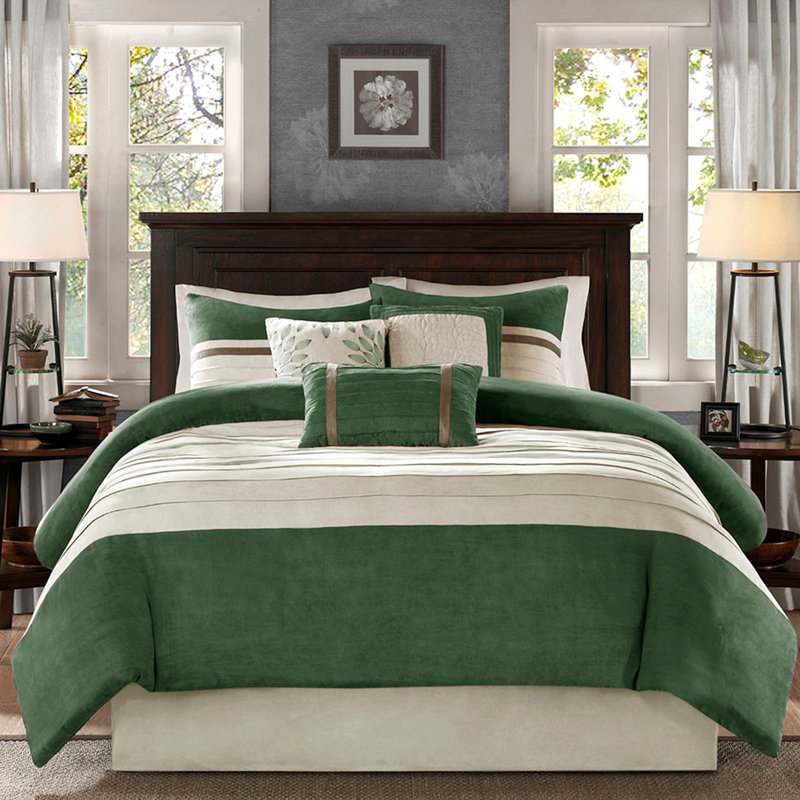 7 PC Pieced Comforter Set Green