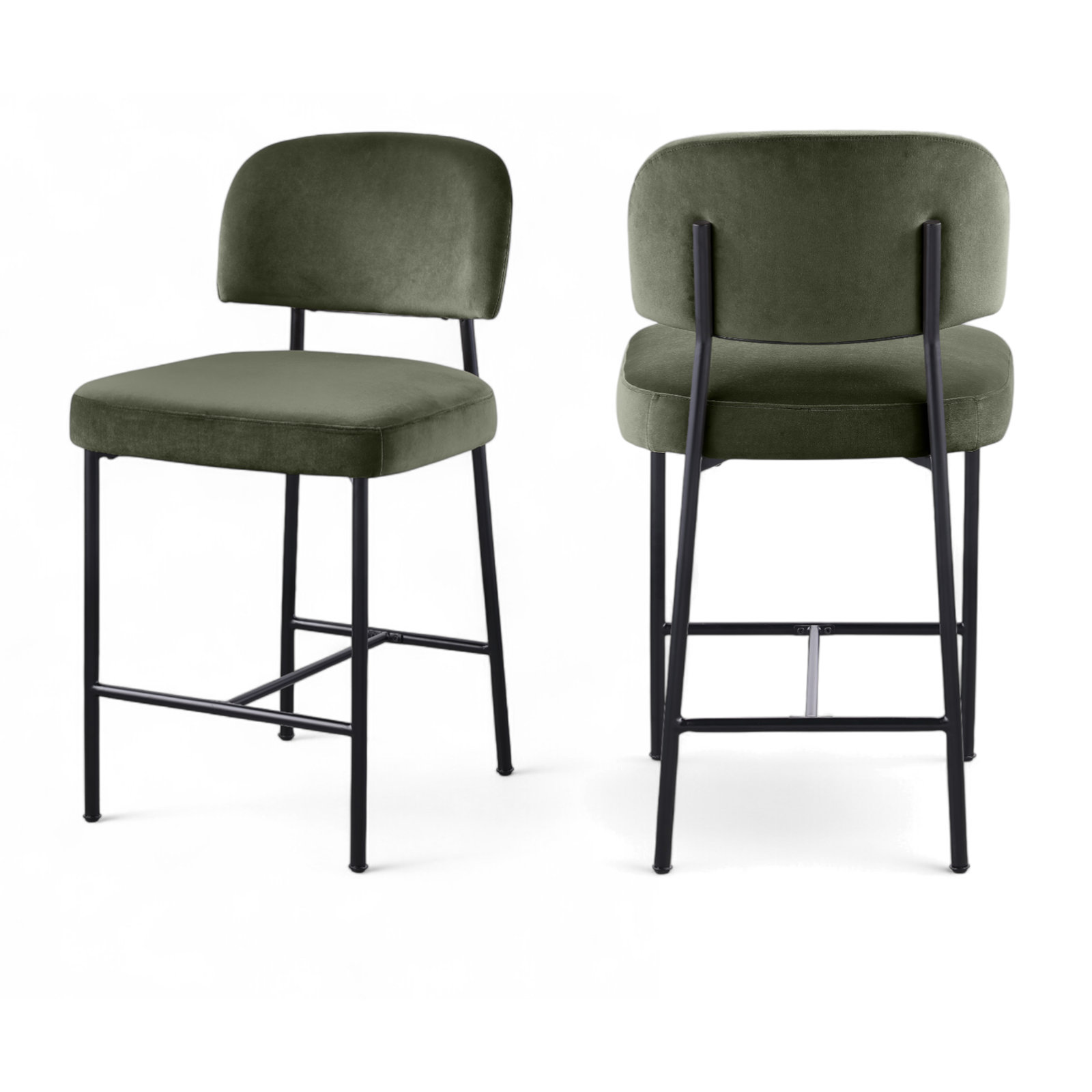 27" Bar Stool, Green Performance Fabric