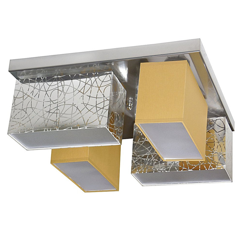 Pascoe Fabric Semi Flush Mount, Silver/Honey
