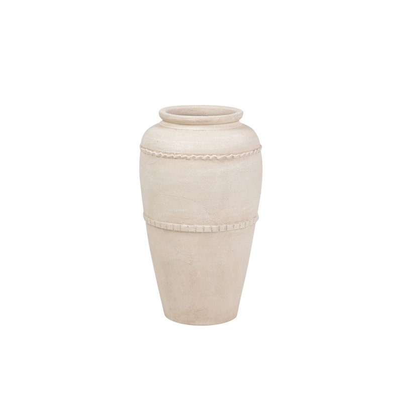 CERAMIC VASE 27X27 CM, Overall Height- 50cm, Beige