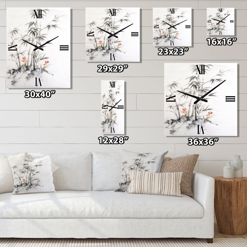 Horloge murale monochrome en bambou III, Grand