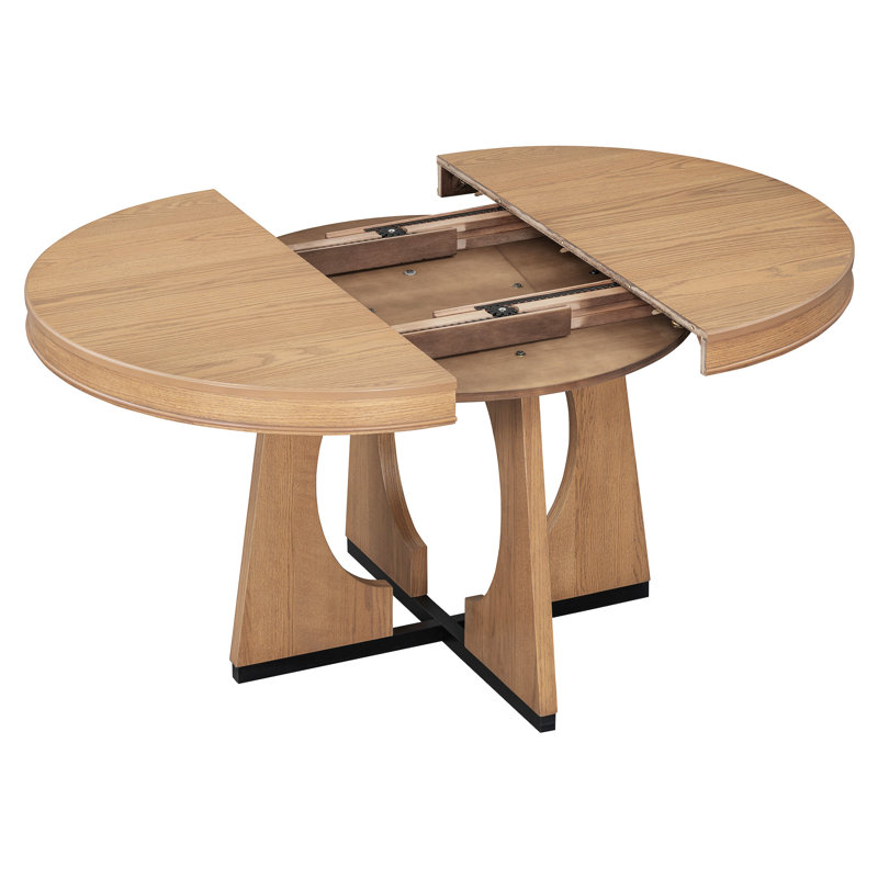 Table de salle à manger ronde pour 4 avec chaises, ensemble de table de salle à manger extensible avec rallonge centrale amovible de 16 po, ensemble de table de salle à manger rétro 5 pièces à motif géométrique unique pour la cuisine et la salle ?