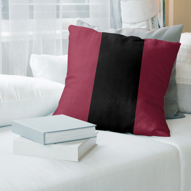 Housse de coussin en football arizona, 16 po x 1 po, Rouge / Noir, Polyester sergé