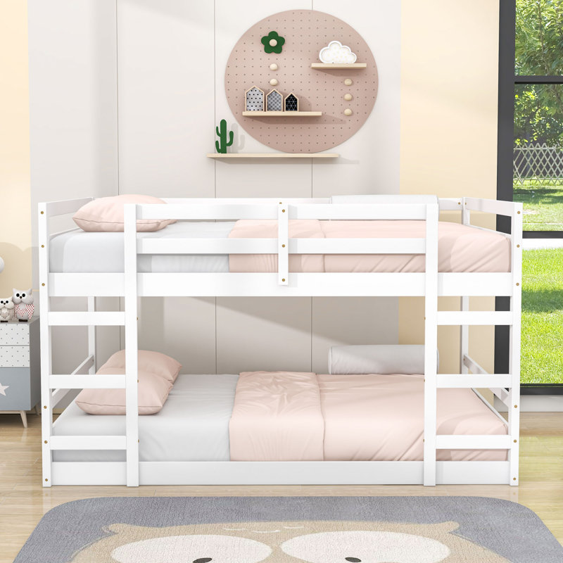 Emirhan Wooden Bunk Bed, White, Full Over Full