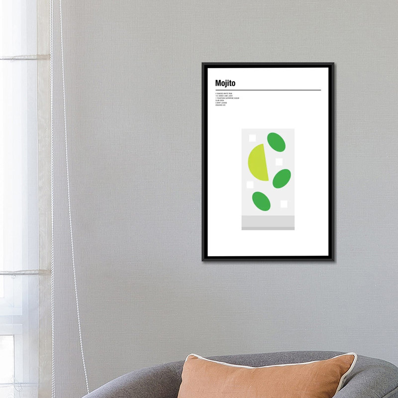 « mojito », impression sur toile, H 26 po x l 18 po x P 1,5 po, Toile avec cadre noir, Pas de tapis