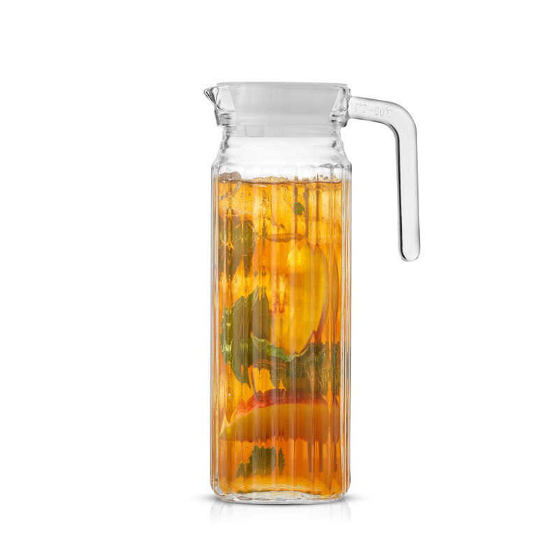 Pichet en verre Brightware avec 2 couvercles - 40 oz , H 9,45 po x l 3,22 po