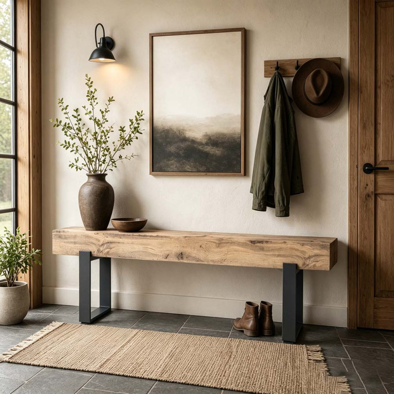 Banc de salle à manger 59 po, Natural Wood Wash