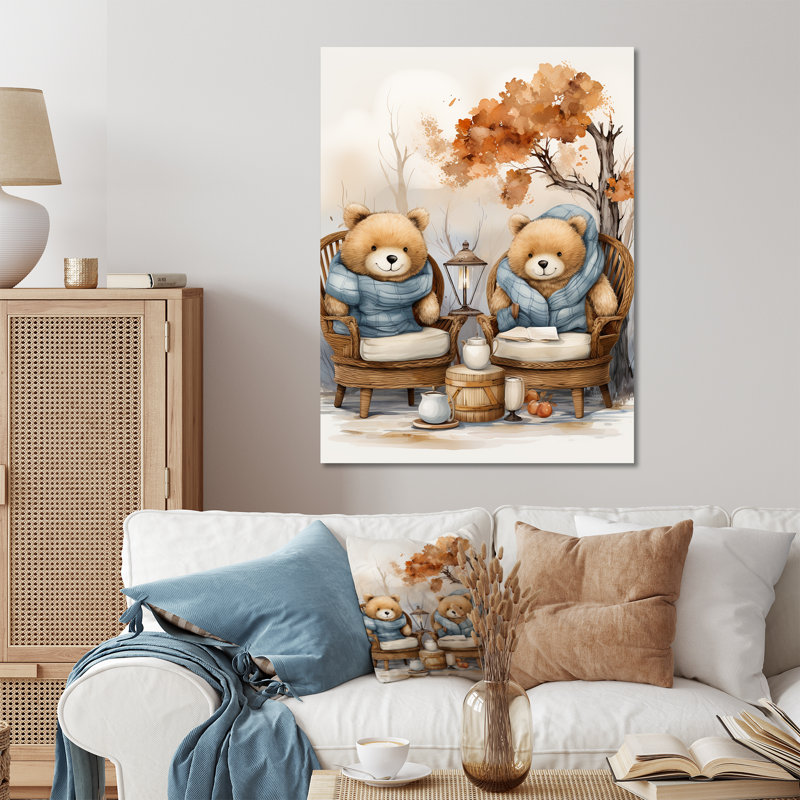 «Brown Winter Nursery Wonderland Bears II», art mural en métal pour ours en peluche, H 32 po x l 24 po x P 1 po