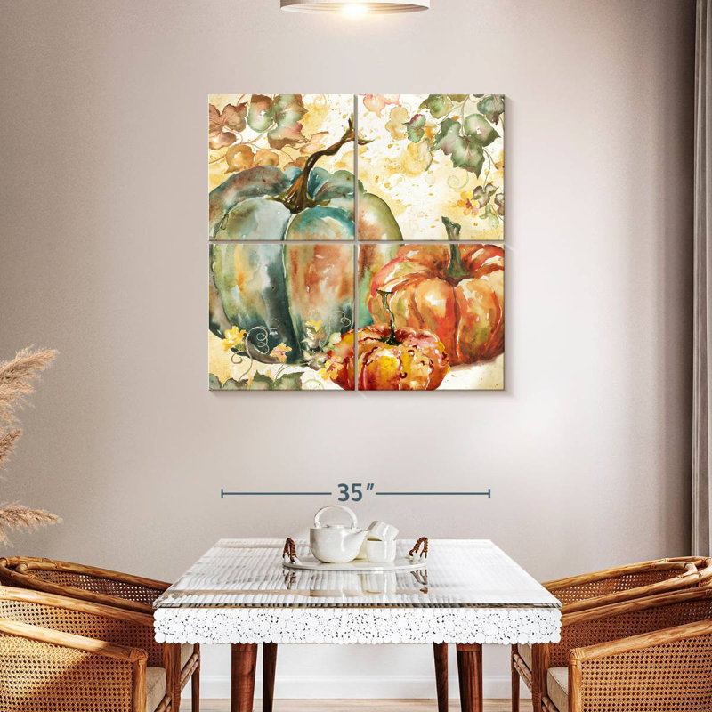 Yarlin, récolte d'aquarelle bleu sarcelle citrouilles I