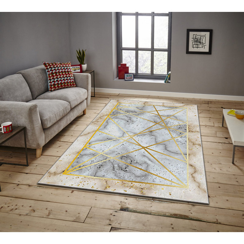 Luxurious Non-Slip Area Rug, 4.0 x 5.9 Feet, 100% Polyester, 740g/m² | Velvet Fabric with Digital Print | Easy-Clean Laminated Sponge Underside, Machine Washable | Perfect for Living Room, Bedroom & Home Decor