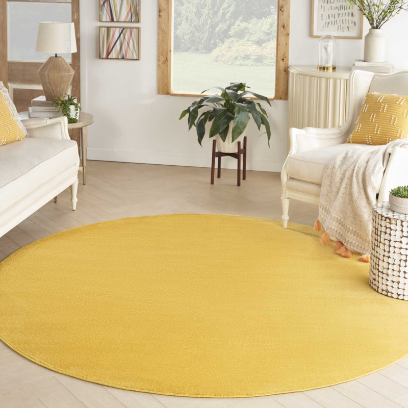 Tapis jaune uni Mullican Sandy, Rond 8 pi