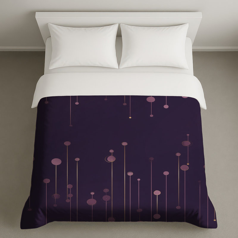 Housse de couette géométrique abstraite moderne, Très grand lit, Motif géométrique abstrait mauve