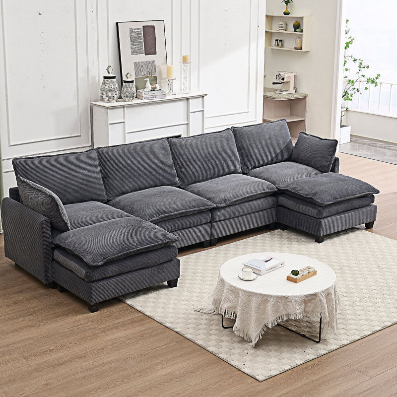 Canapé modulaire rembourré avec repose-pieds