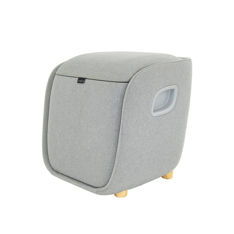 Gray Fabric Foot Calf Lumbar Ottoman Massager with Heated Therapy