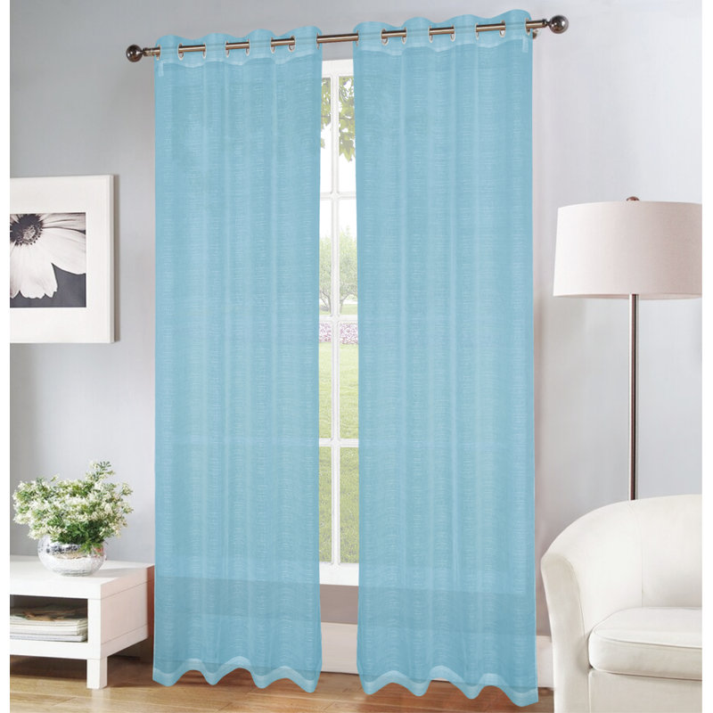 Hayle Semi Sheer Curtain Single Panel, Aqua