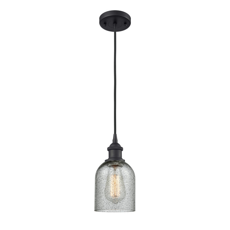 Luminaire suspendu en forme de cloche à 1 lumière Odele, Ampoule non incluse, Anthracite, Laiton antique noir