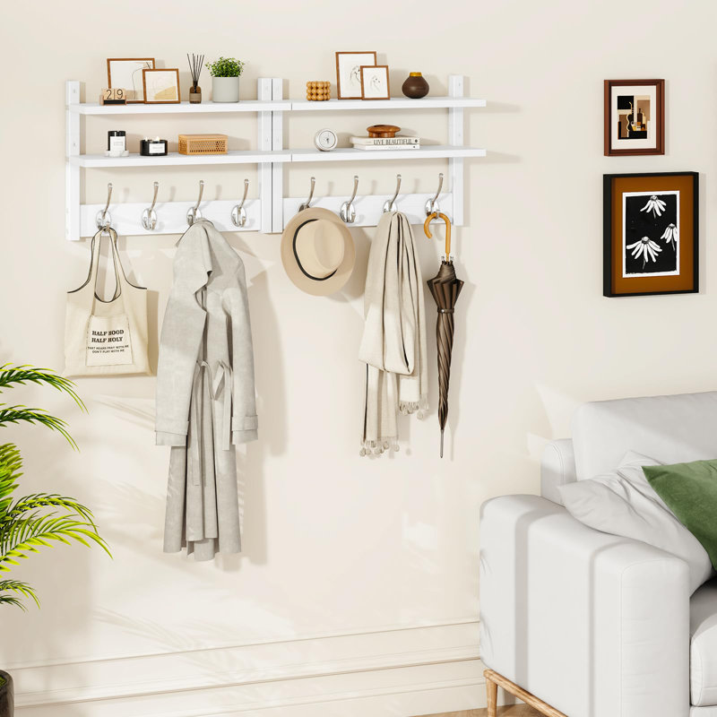 Wall 8 - Hook Coat Rack, White