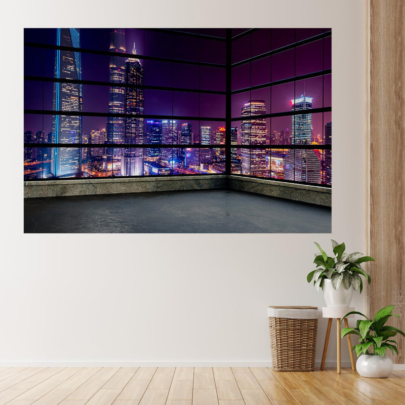 Modern City Buildings Peel & Stick Border, 48" L x 72" W