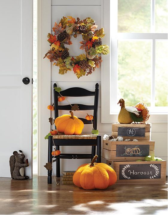 Arcadia Home 84" Wool Pumpkin Vine Garland