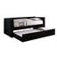Suzo Daybed With Trundle, Black Flannelette Upholstery, Nailhead Trim-108987336