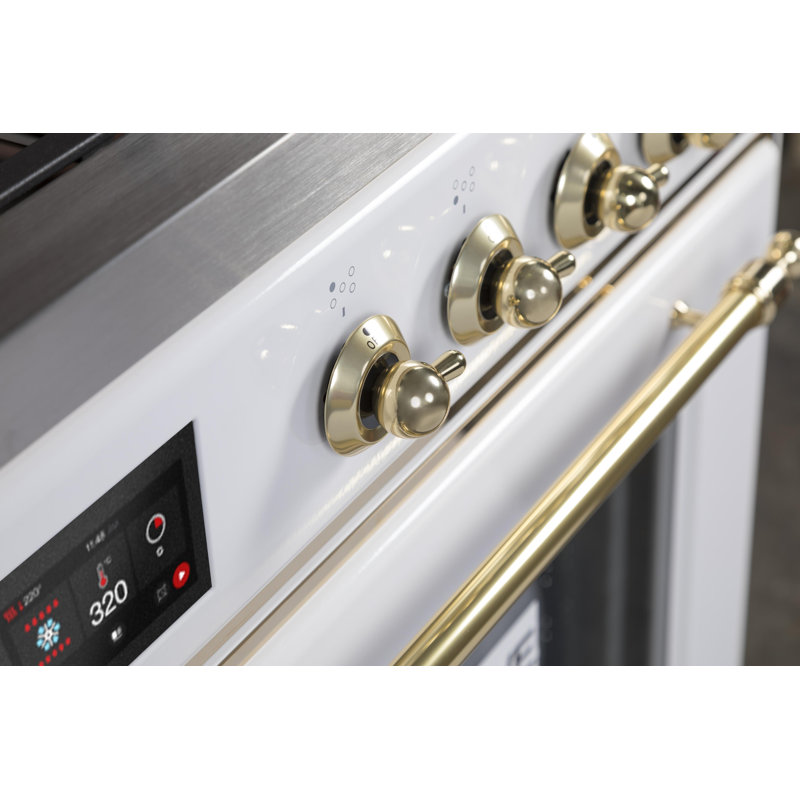 Majestic II 30" 2.3 cu. ft. Freestanding Dual Fuel Range, White/Brass, Natural Gas