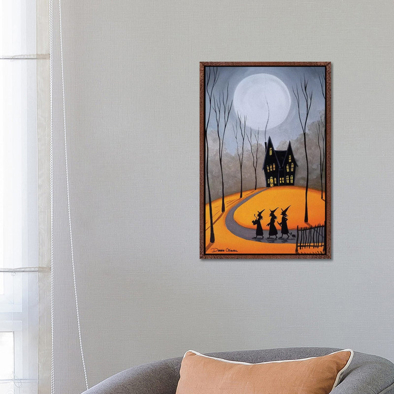 Three Little Witches by Debbie Criswell - Wrapped Canvas Print, Classic Brown Wood Framed, 66.04 cm H x 45.72 cm W