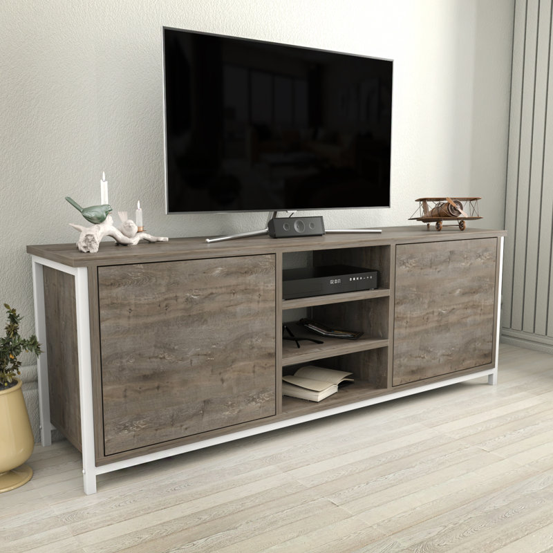 Rozaje TV Stand for TVs up to 60", White/Dark Oak