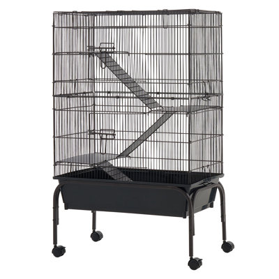 Metal 3-Tier Small Animal Cage with Wheels, 39.8"H, Includes Hammock, Ramps, Tray & Doors, Suitable for Ferrets, Chinchillas, Sugar Gliders, Guinea Pigs & Rabbits