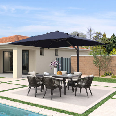 Parasol rectangulaire en porte-à-faux 9 pi x 12 pi PURPLE LEAF, sans base, bleu marine