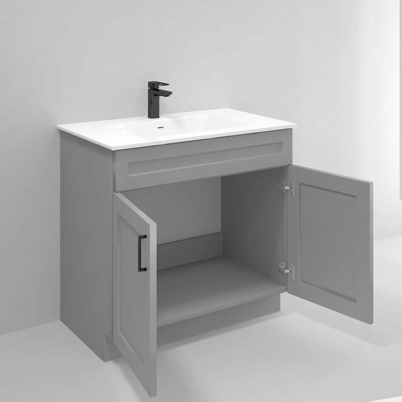 36'' Light Grey Shaker Single Bathroom Vanity Cabinet