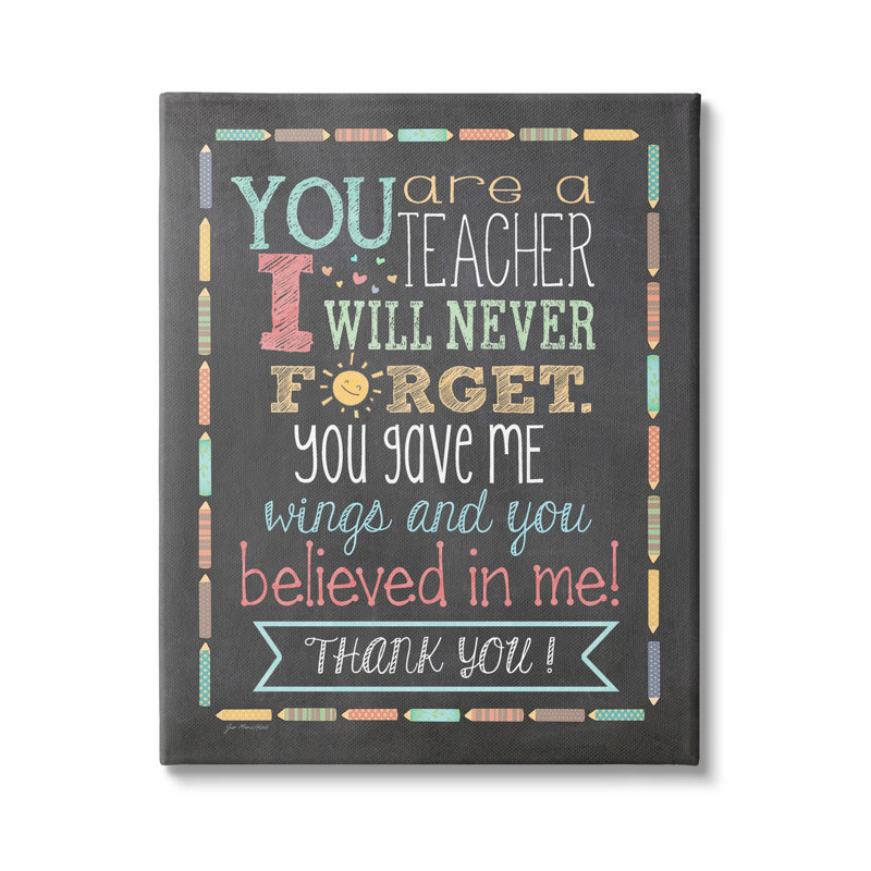 «Teacher I'm Never Forget Expression» par Jo Moulton - impression, H 48 po x l 36 po x P 1,5 po, Toile tendue