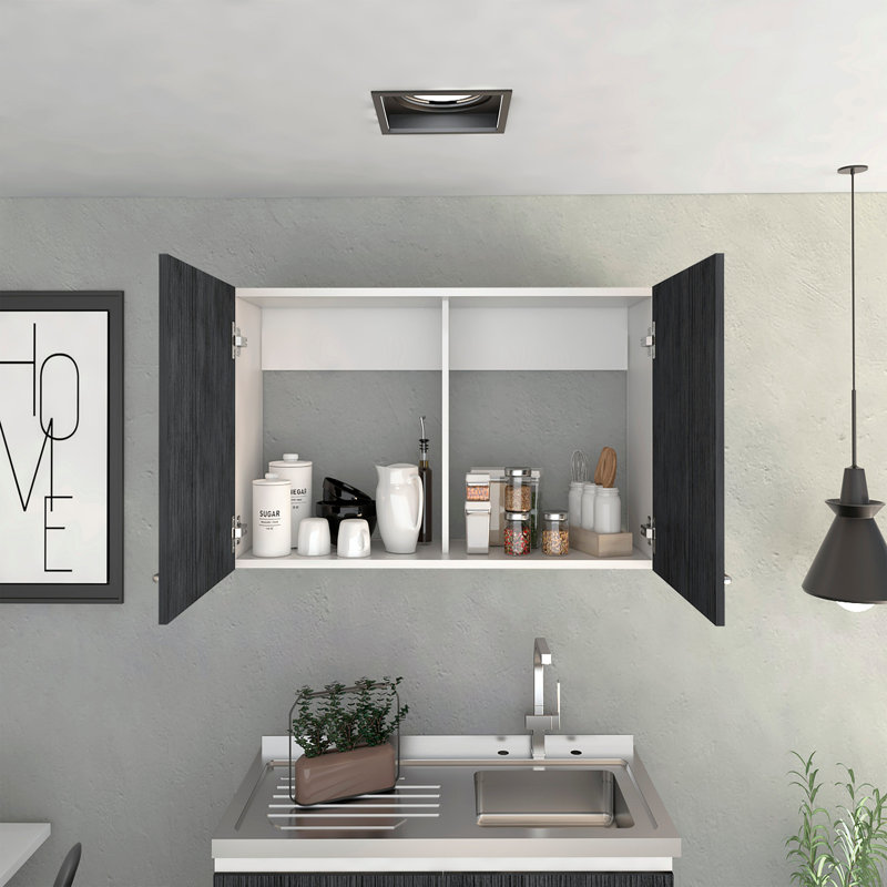 Armoire murale H 19 po, deux portes, deux tablettes internes, Gris