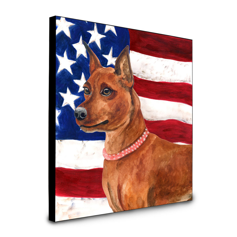 Panneau mural patriotique art Double Down, Pinscher miniature