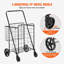 Chariot pliant en métal noir - Conception à panier double pour le rangement et le transport