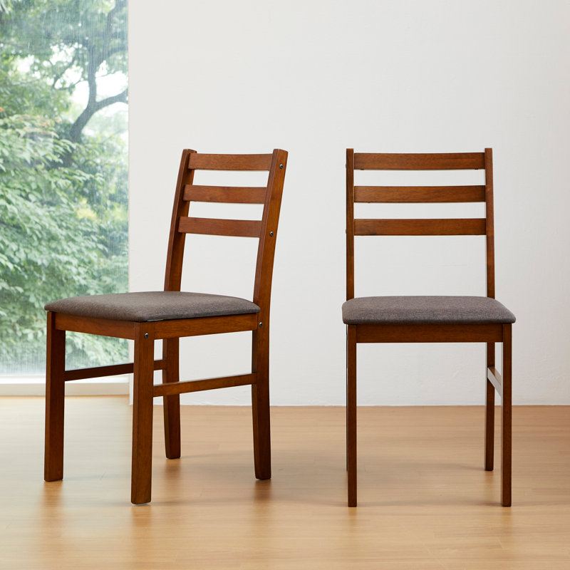 Modern Farmhouse Solid Wood Ladder Back Kitchen Dining Room Side Chair (Set Of 2), Brown