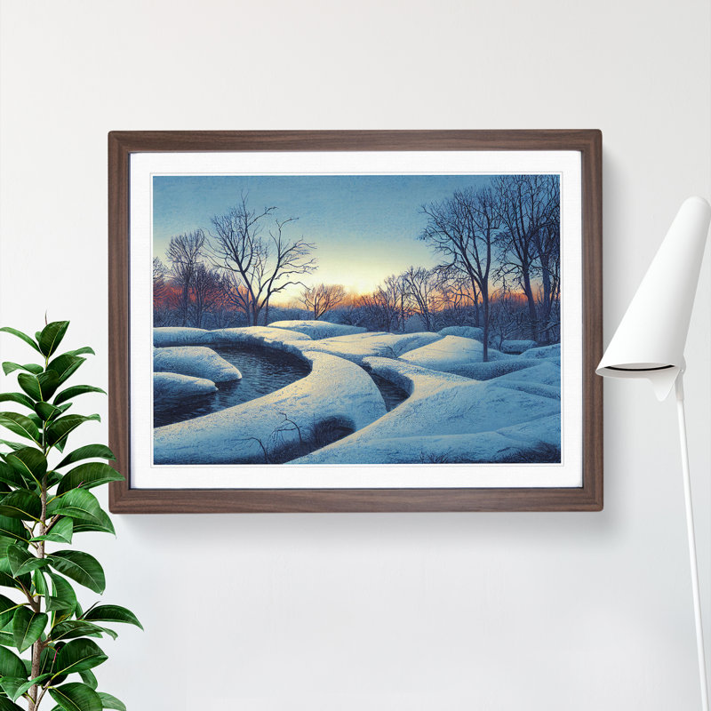 A Fanciful Winter Forest - Single Picture Frame Print, Walnut Framed, 46cm H x 64cm W x 2cm D