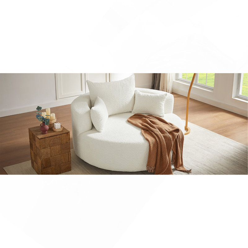 Fauteuil d'appoint pivotant à 360 ° avec 3 coussins amovibles pour le salon, la chambre à coucher, le bureau et l'hôtel - Beige