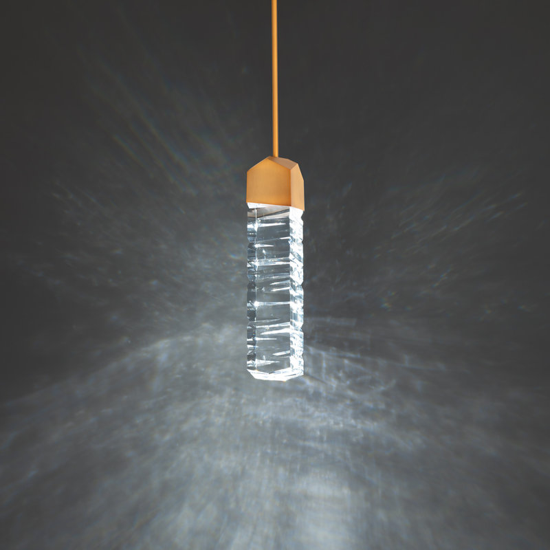 Mini-luminaire suspendu en cristal à DEL 3 po Juliet, Laiton vieilli