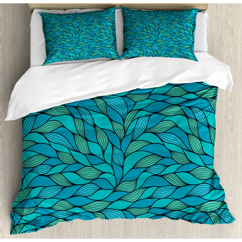 Lilbourn Blue/Mint Green Microfibre 350 TC Farmhouse / Country Duvet Cover Set, Double Duvet Cover + 2 Standard Pillowcases