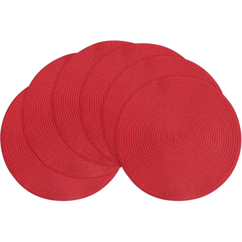 Ensemble de 6 napperons ronds tressés rouges