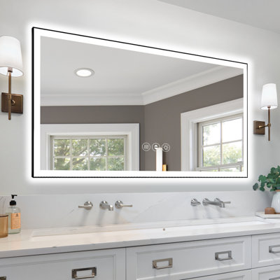 72X32 Inch Frameless LED Bathroom Mirror,Smart Mirror