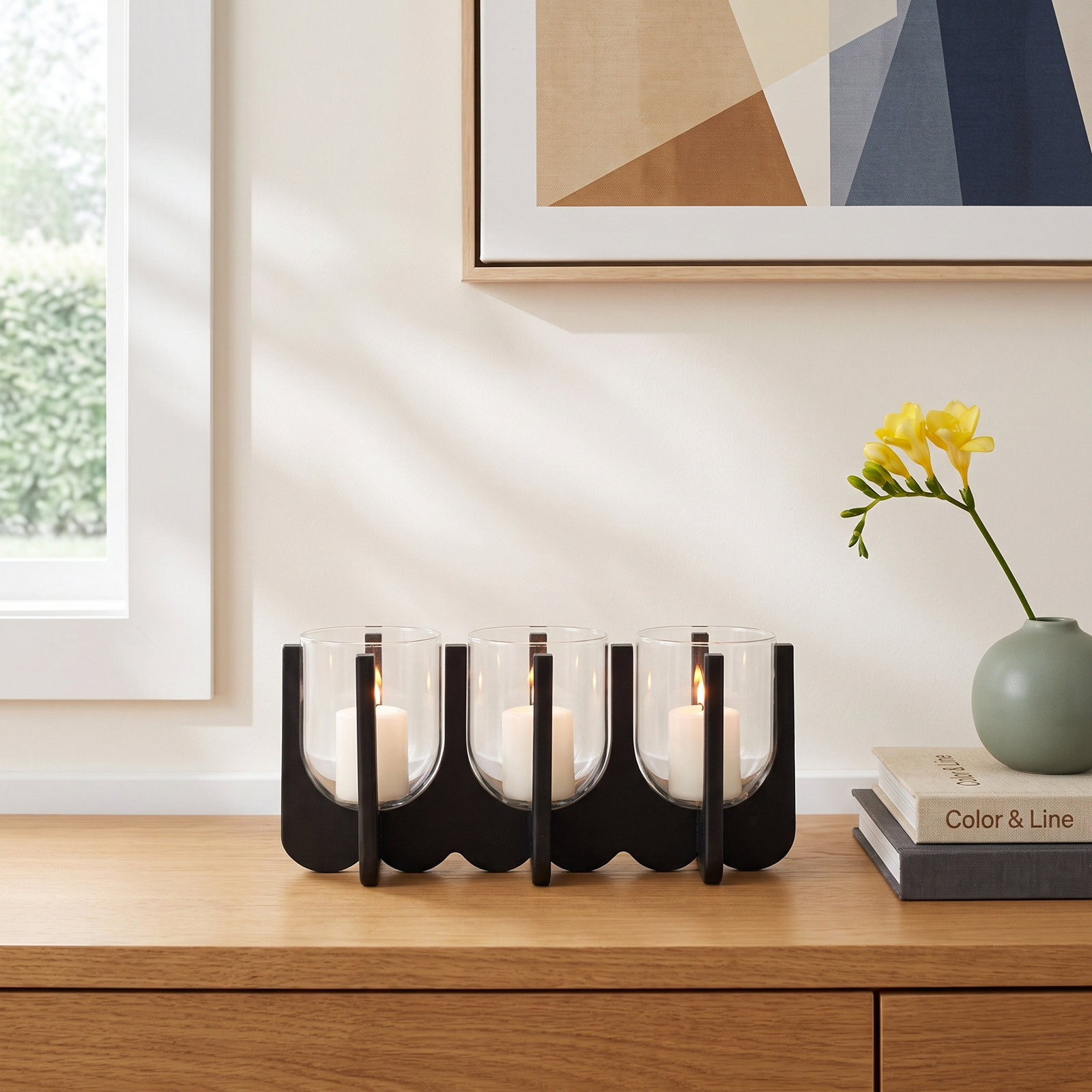 Wood Hurricane Candle Holder