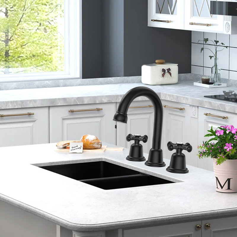 2-handle Bathroom Faucet with Drain Assembly