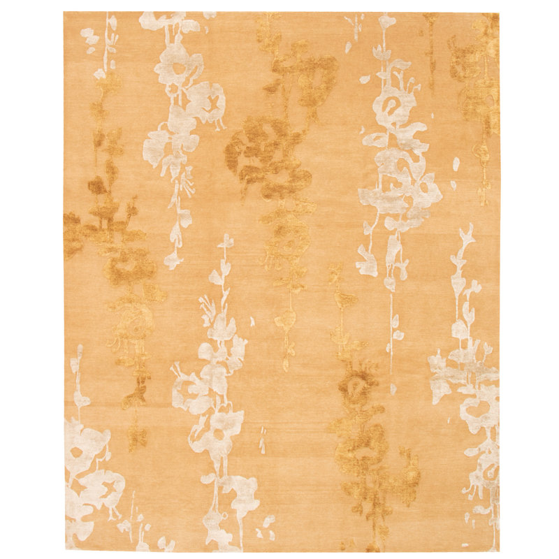 Tapis beige marocain rectangulaire en laine noué à la main 8 pi 1 po x 9 pi 11 po