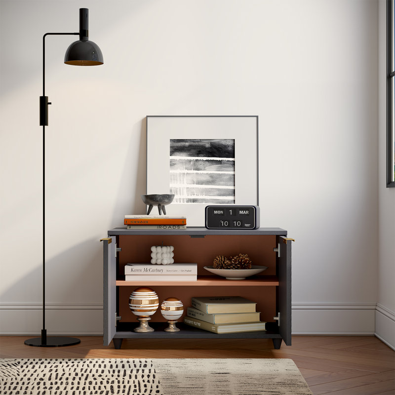 Meuble télé avec rangement moderne et modulaire, noir, Noir