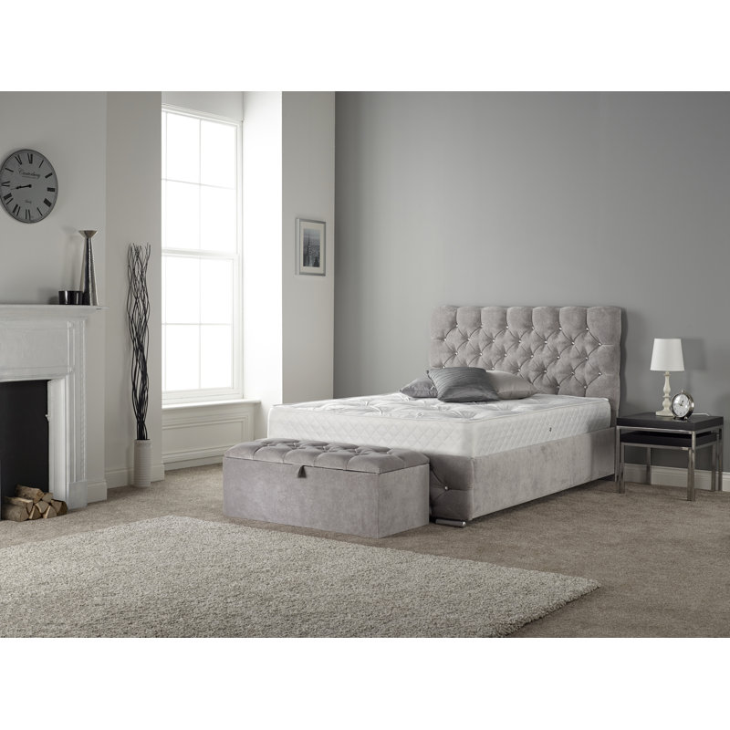 Terrence Upholstered Bed, Kingsize (5'), Bling Pewter