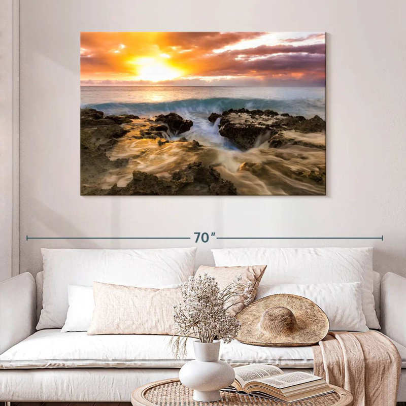 Gillard Beach au coucher du soleil, H 32 po x l 48 po
