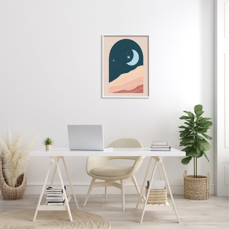 Rocky Night Dunes Constellated, H 24 po x l 24 po x P 1,5 po, Giclée encadrée blanc bord de mer