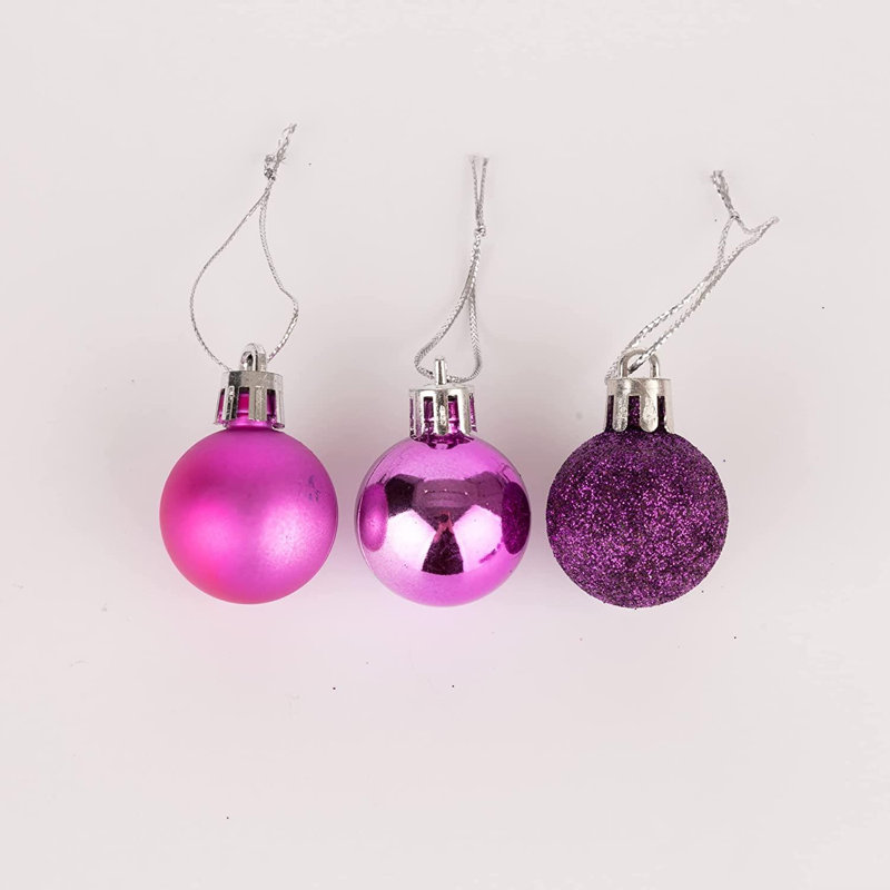 Shatterproof Christmas Baubles, Tree Decorations for Festive Styling, 3cm H x 3cm W x 3cm D, Purple
