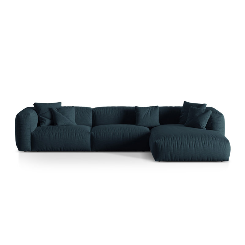 Carce 3 Seater Corner Sofa , Structured Fabric- Blue Jeans, Left-Hand Facing